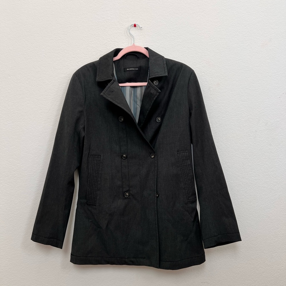 John Varvatos Wool Blend Double‎ Breasted Pea Coat Men’s Classic Tailored Coat
